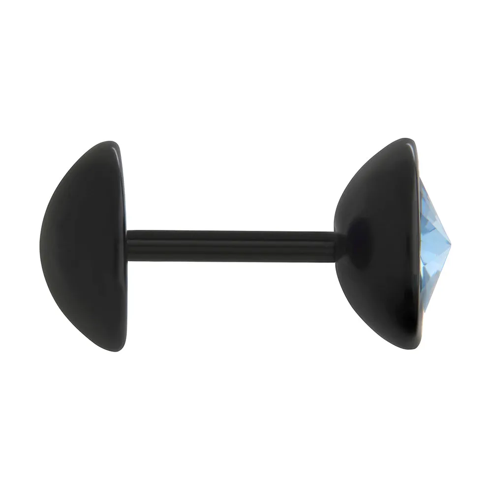 BLUE STONE on Black Fake Illusion Piercing Plug - Price Per 1