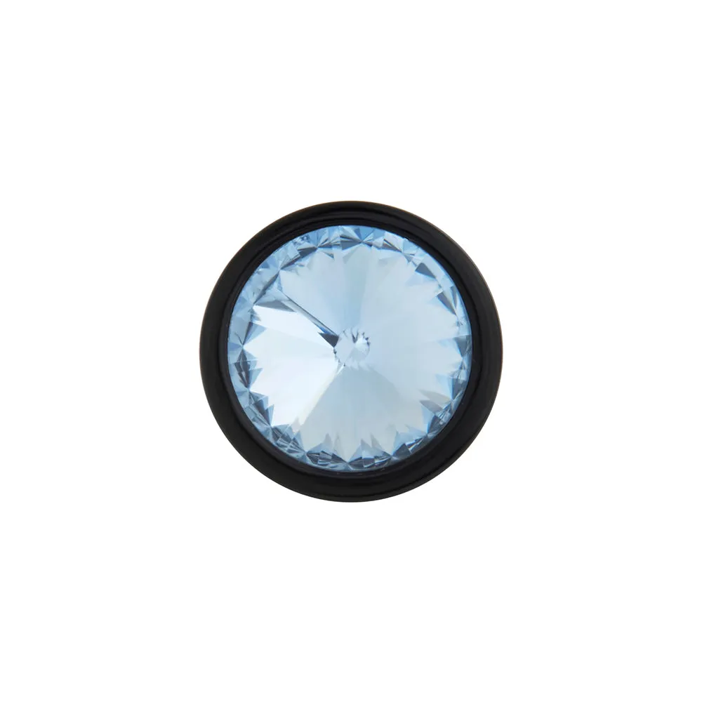 BLUE STONE on Black Fake Illusion Piercing Plug - Price Per 1