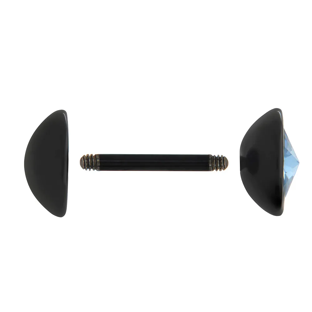 BLUE STONE on Black Fake Illusion Piercing Plug - Price Per 1