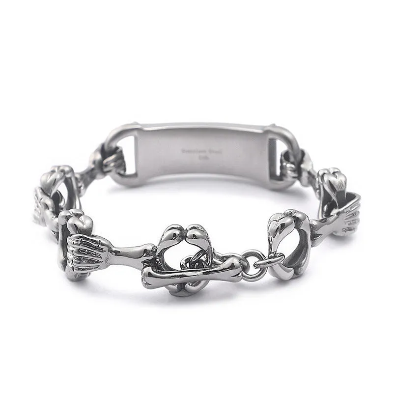 Bold Punk Skull Titanium Steel Men's Bracelet for Trendy Guys