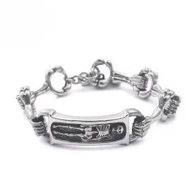 Bold Punk Skull Titanium Steel Men's Bracelet for Trendy Guys