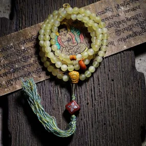 Buddha Stones 108 Mala Beads Tibet Sheep Horn Amber Luck Bracelet