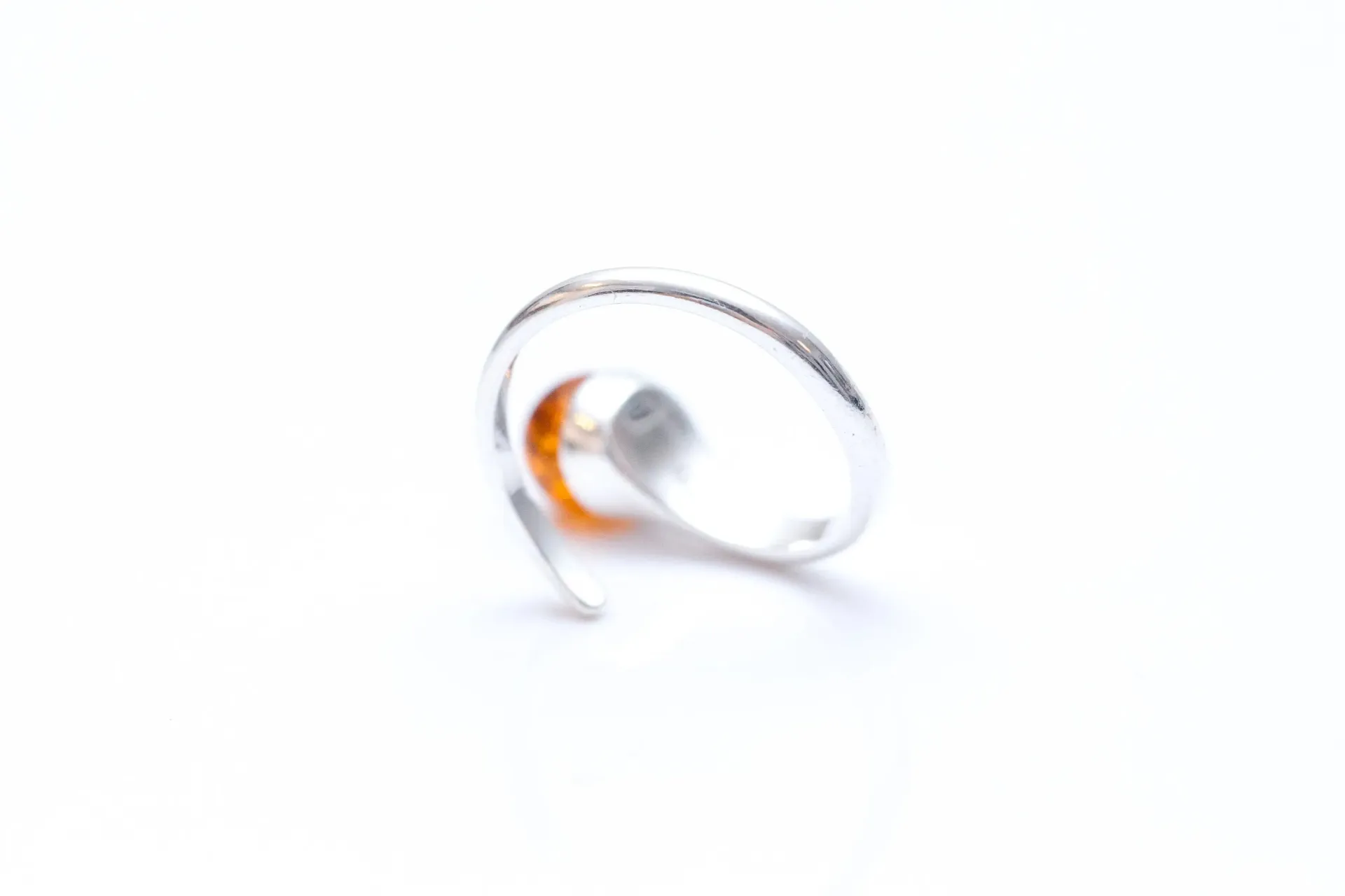 Buy Minimal Amber Wrap Ring - Delicate Sterling Silver Band with Sphere Cut Amber Stone