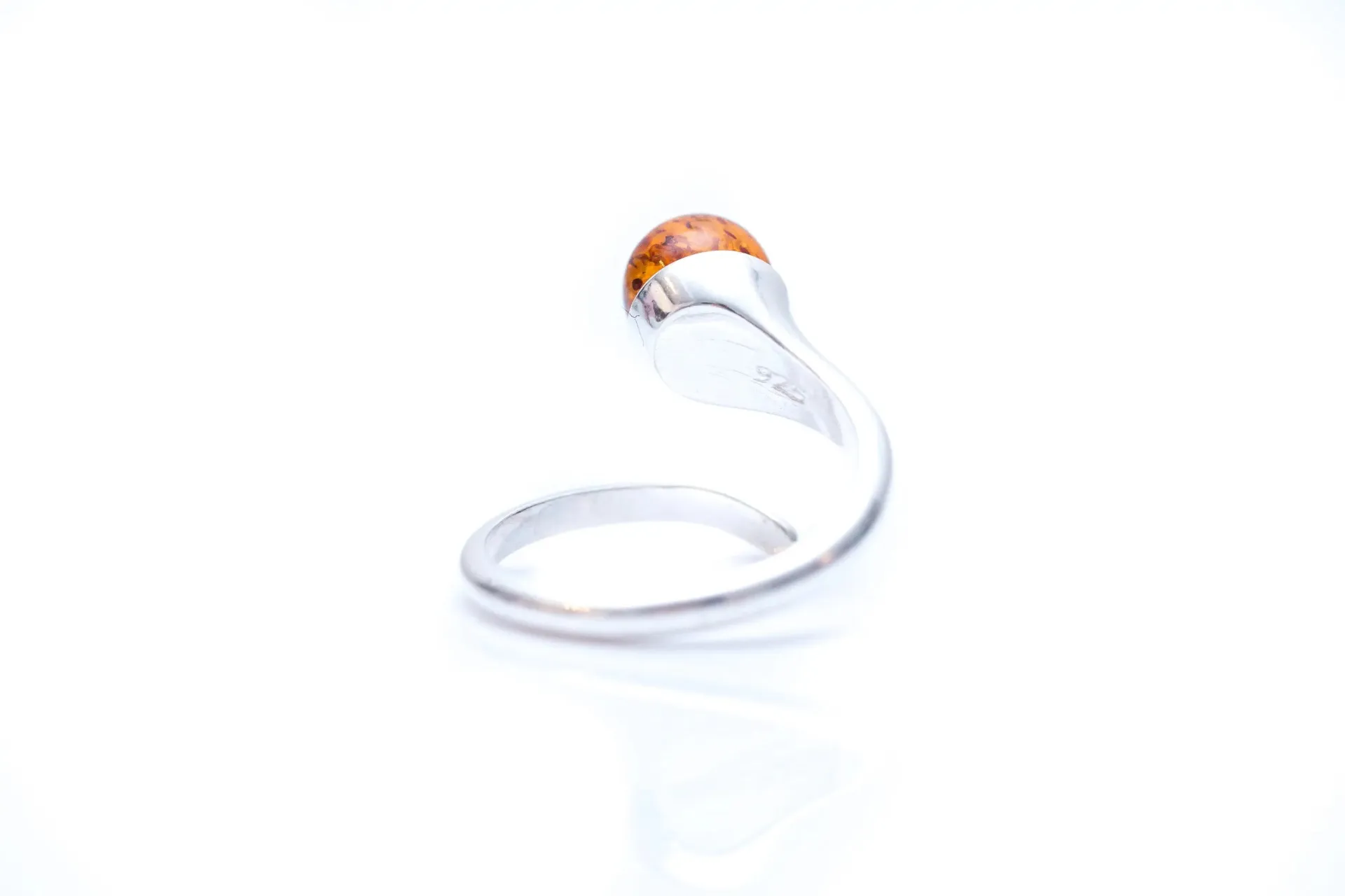 Buy Minimal Amber Wrap Ring - Delicate Sterling Silver Band with Sphere Cut Amber Stone