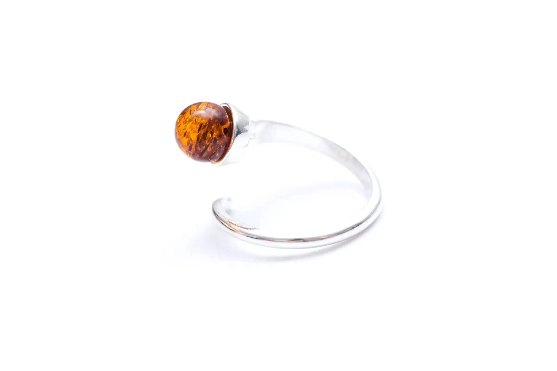 Buy Minimal Amber Wrap Ring - Delicate Sterling Silver Band with Sphere Cut Amber Stone