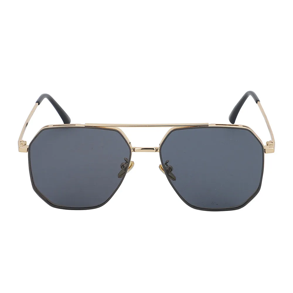 Carlton London Premium Gold & Black Toned Polarised And Uv Protected Lens Rectangle Sunglasses For Men