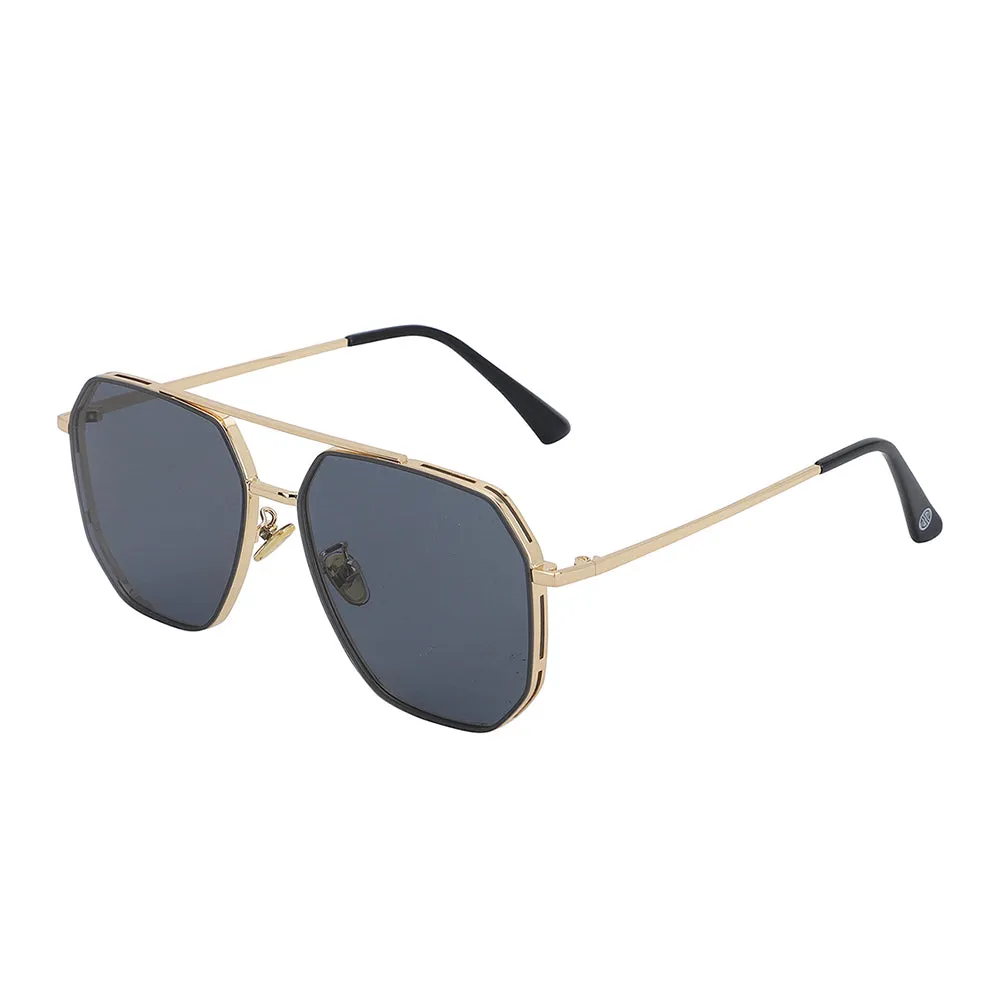 Carlton London Premium Gold & Black Toned Polarised And Uv Protected Lens Rectangle Sunglasses For Men