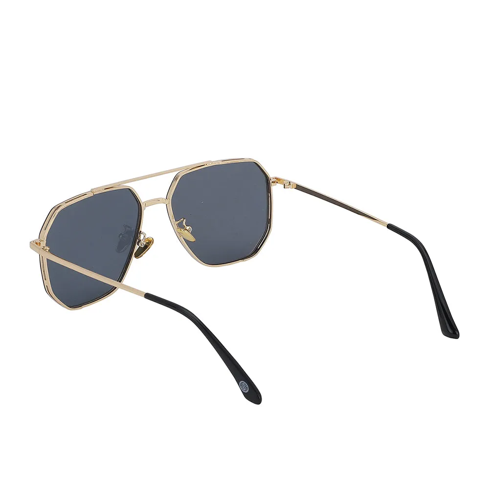 Carlton London Premium Gold & Black Toned Polarised And Uv Protected Lens Rectangle Sunglasses For Men