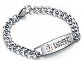 CBA101468 - Men's Personalized Medical Alert Bracelet, Titanium Steel 21.5cm