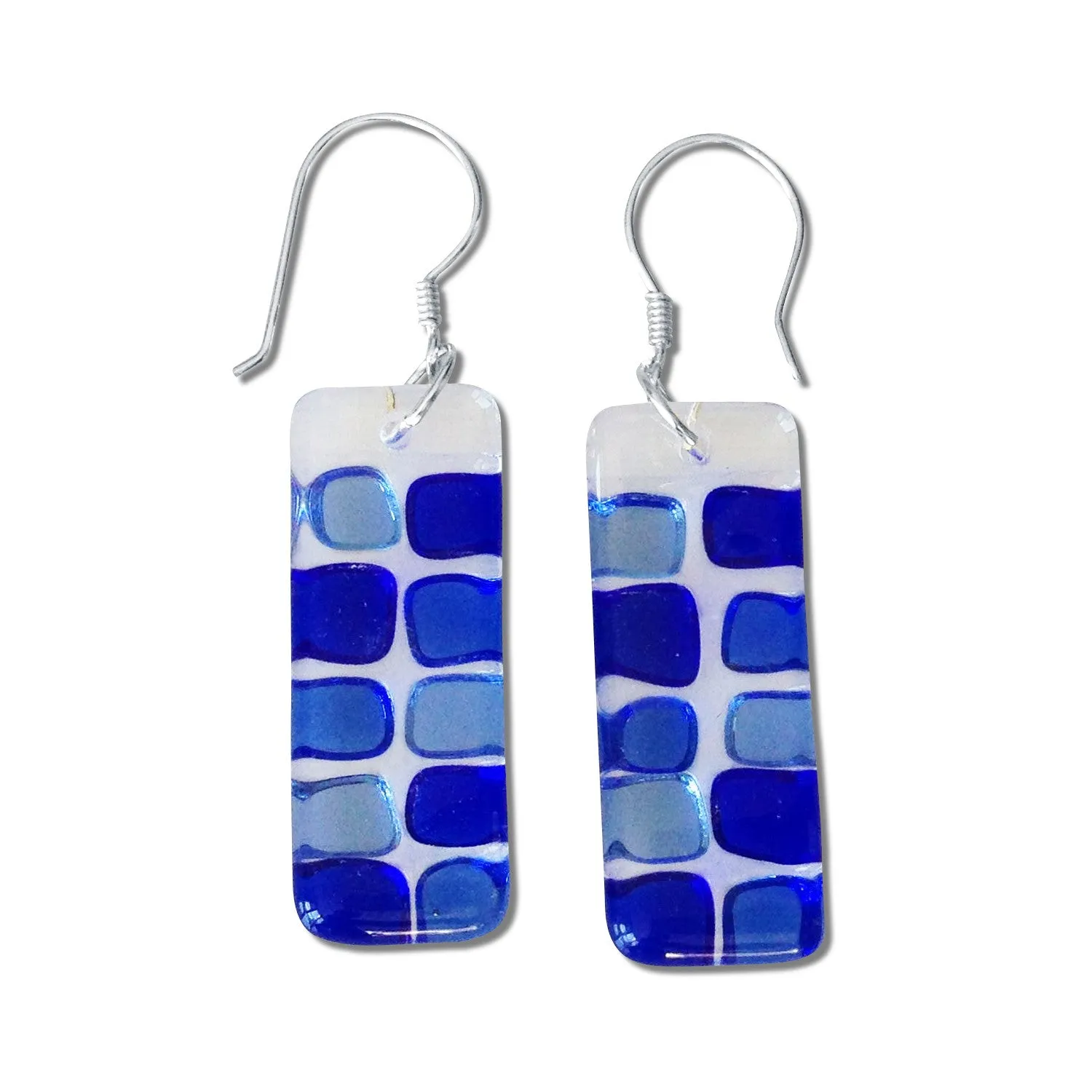 Checkerboard Glass Earrings - Red