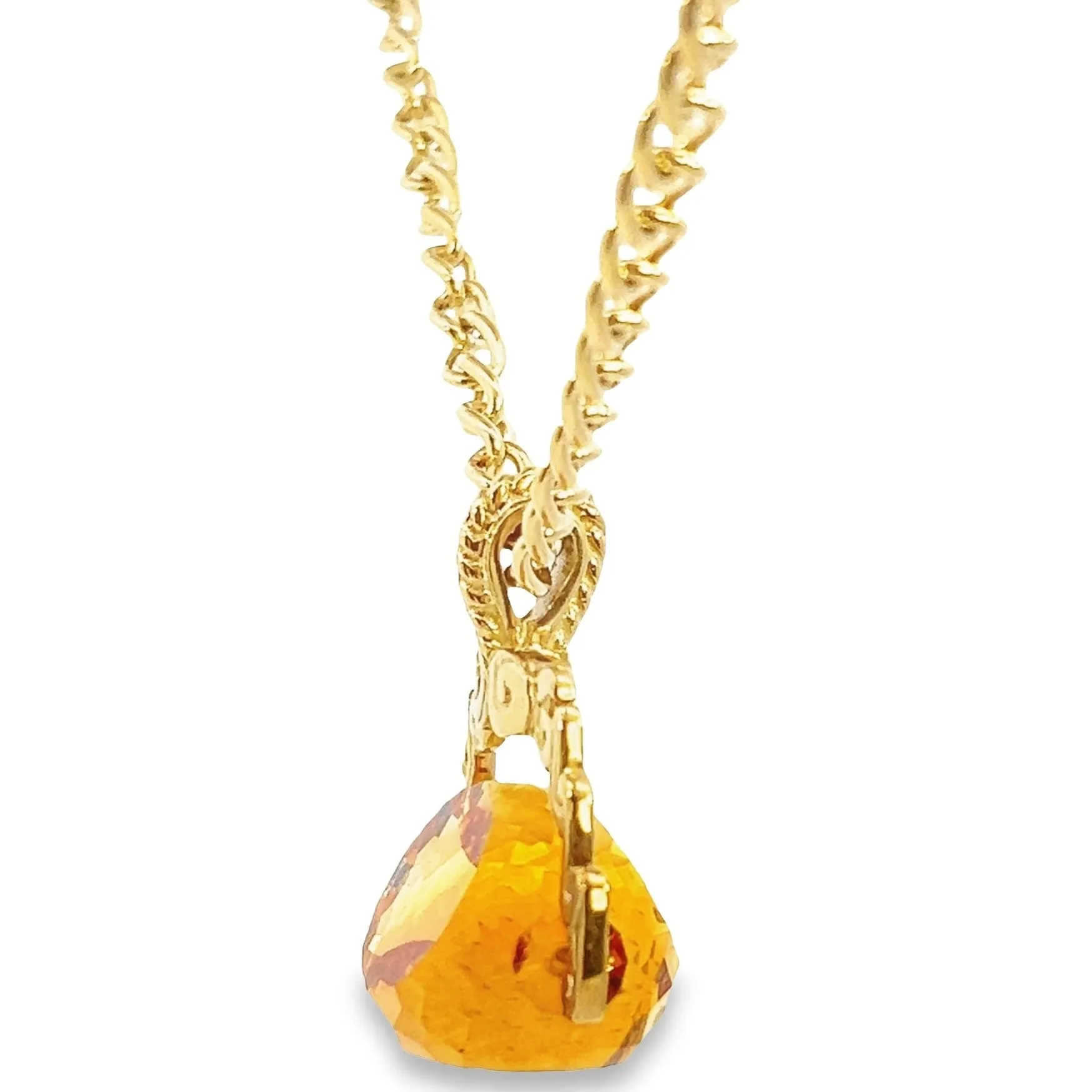 Cherish Love: Vintage 9ct Yellow Gold Citrine Spinner Pendant & Chain