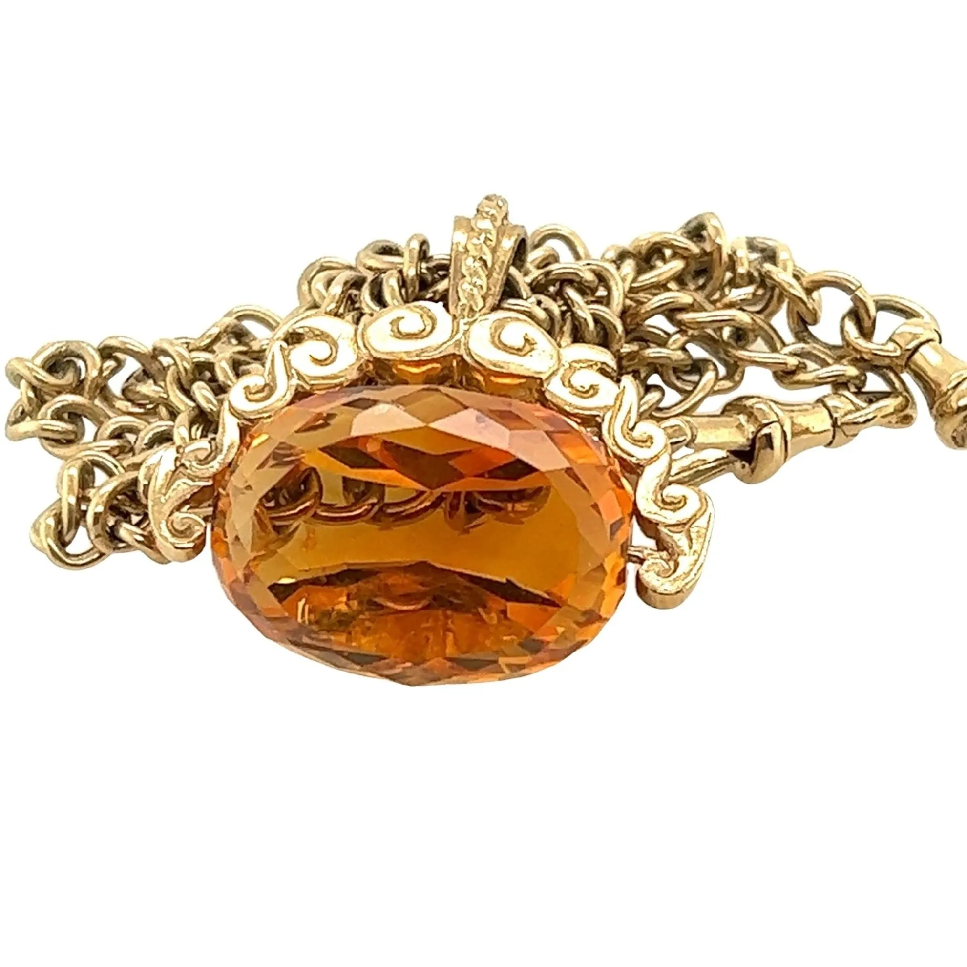 Cherish Love: Vintage 9ct Yellow Gold Citrine Spinner Pendant & Chain