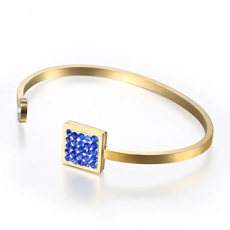 Chic Minimalist Square Opening Titanium Steel Bracelet for Women