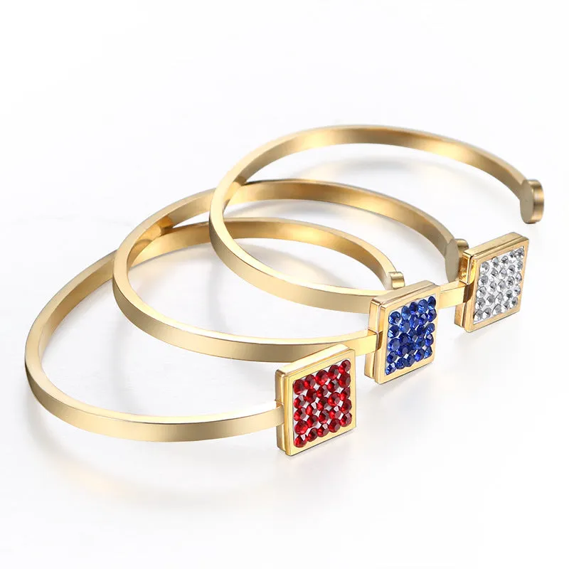 Chic Minimalist Square Opening Titanium Steel Bracelet for Women