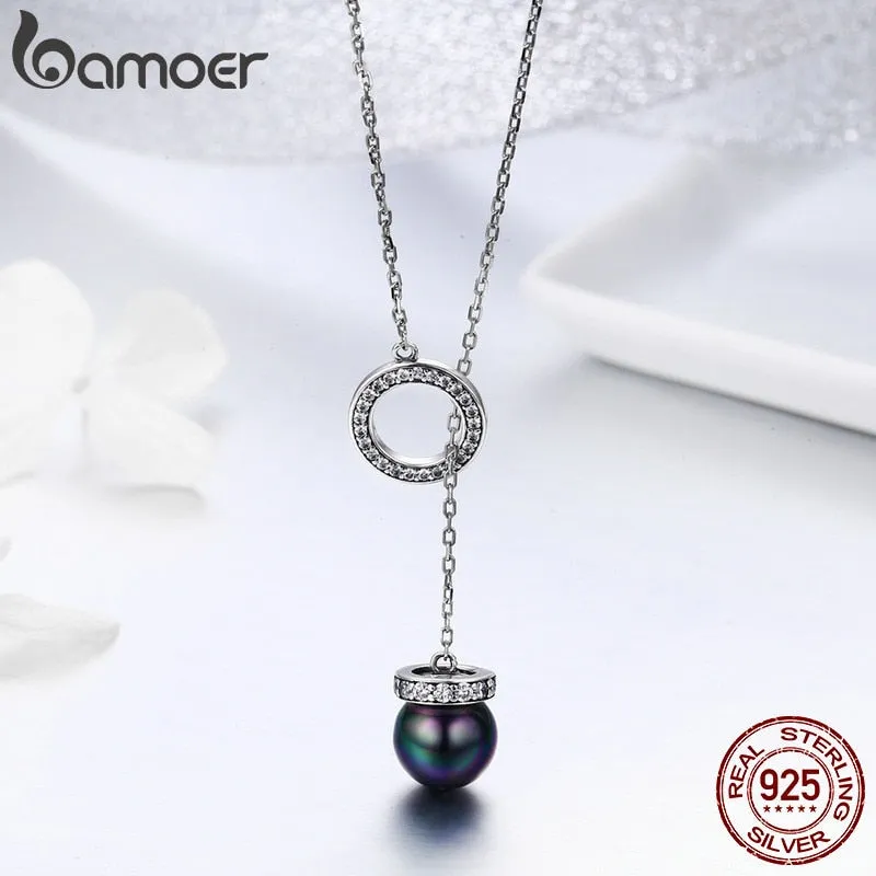 Circle Black Shell Pearl Necklace