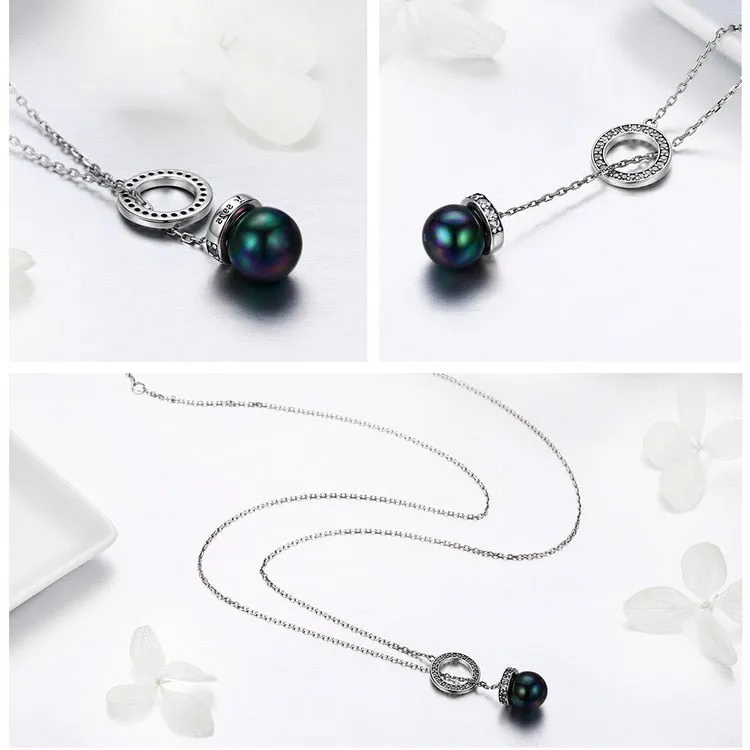 Circle Black Shell Pearl Necklace