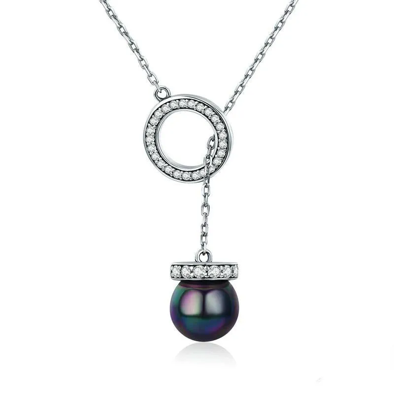 Circle Black Shell Pearl Necklace