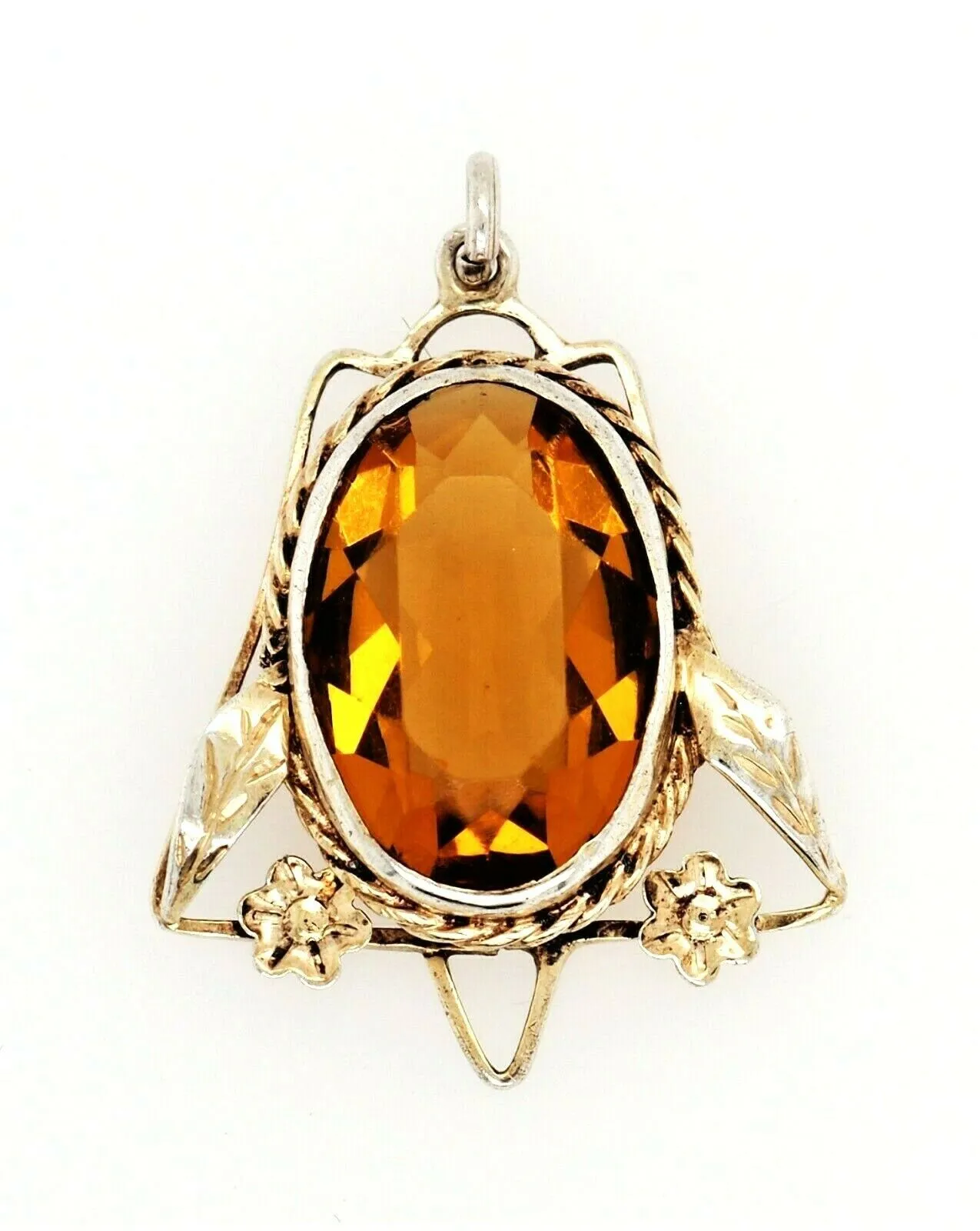 Citrine & Sterling Silver Pendant Fine Vintage Jewellery Gemstone Necklace