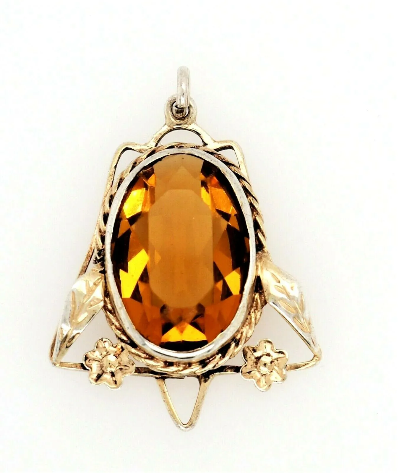 Citrine & Sterling Silver Pendant Fine Vintage Jewellery Gemstone Necklace