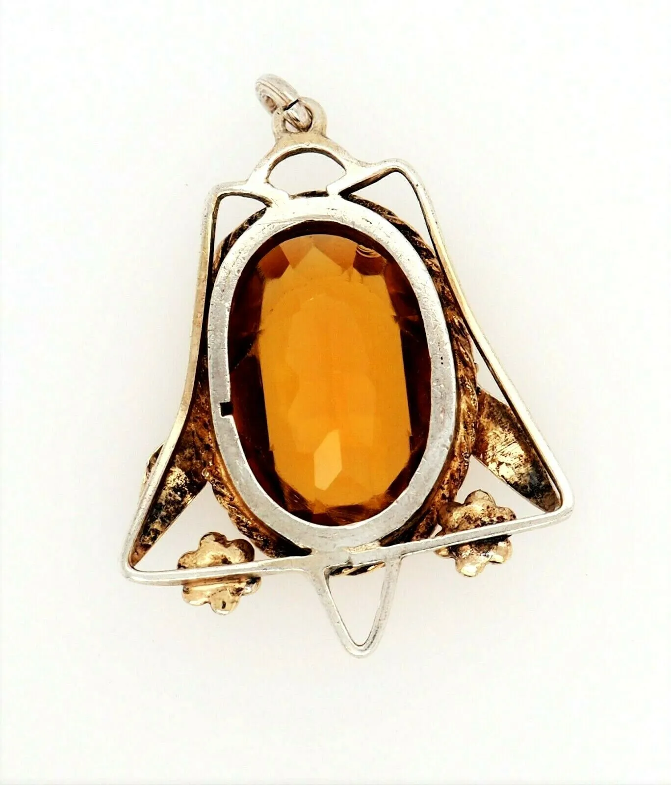 Citrine & Sterling Silver Pendant Fine Vintage Jewellery Gemstone Necklace