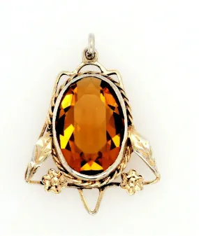 Citrine & Sterling Silver Pendant Fine Vintage Jewellery Gemstone Necklace