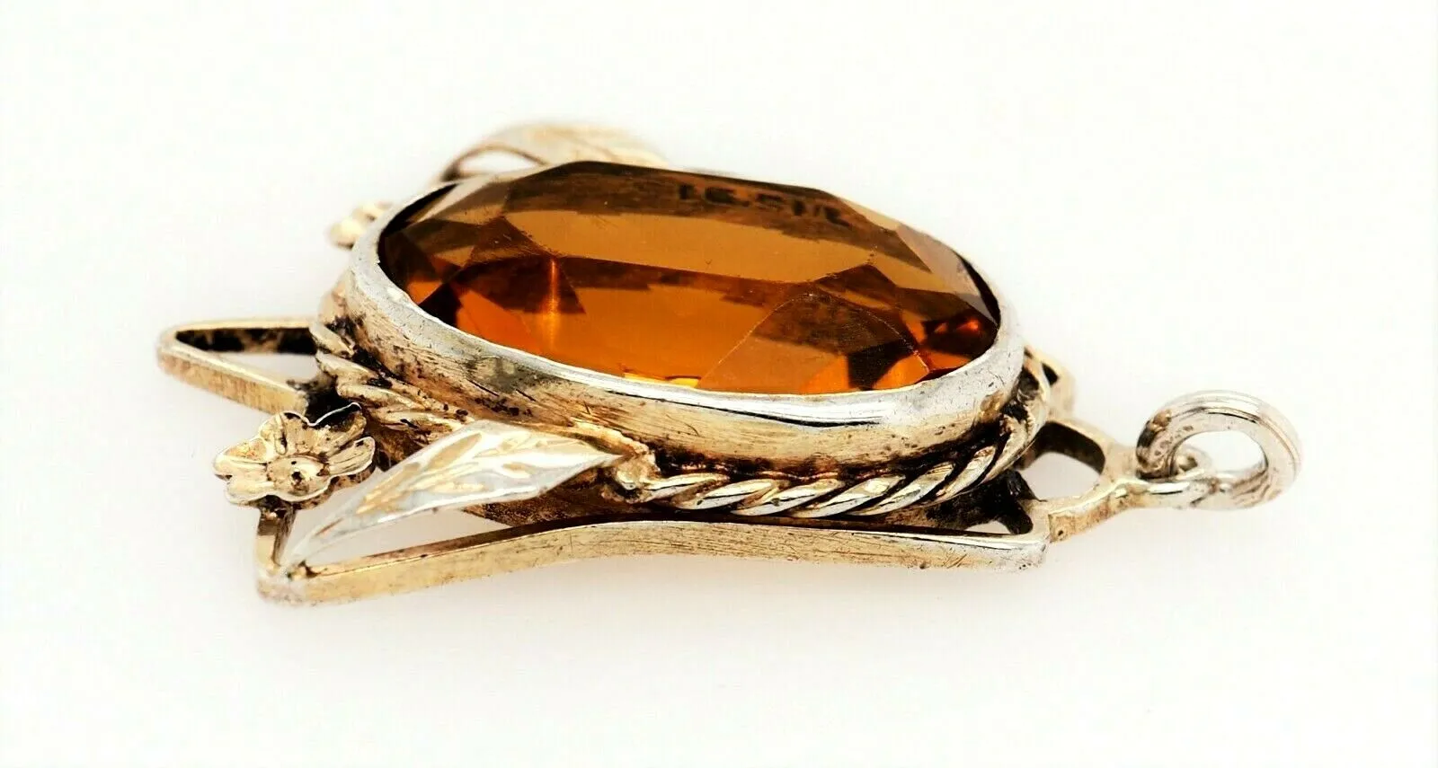 Citrine & Sterling Silver Pendant Fine Vintage Jewellery Gemstone Necklace