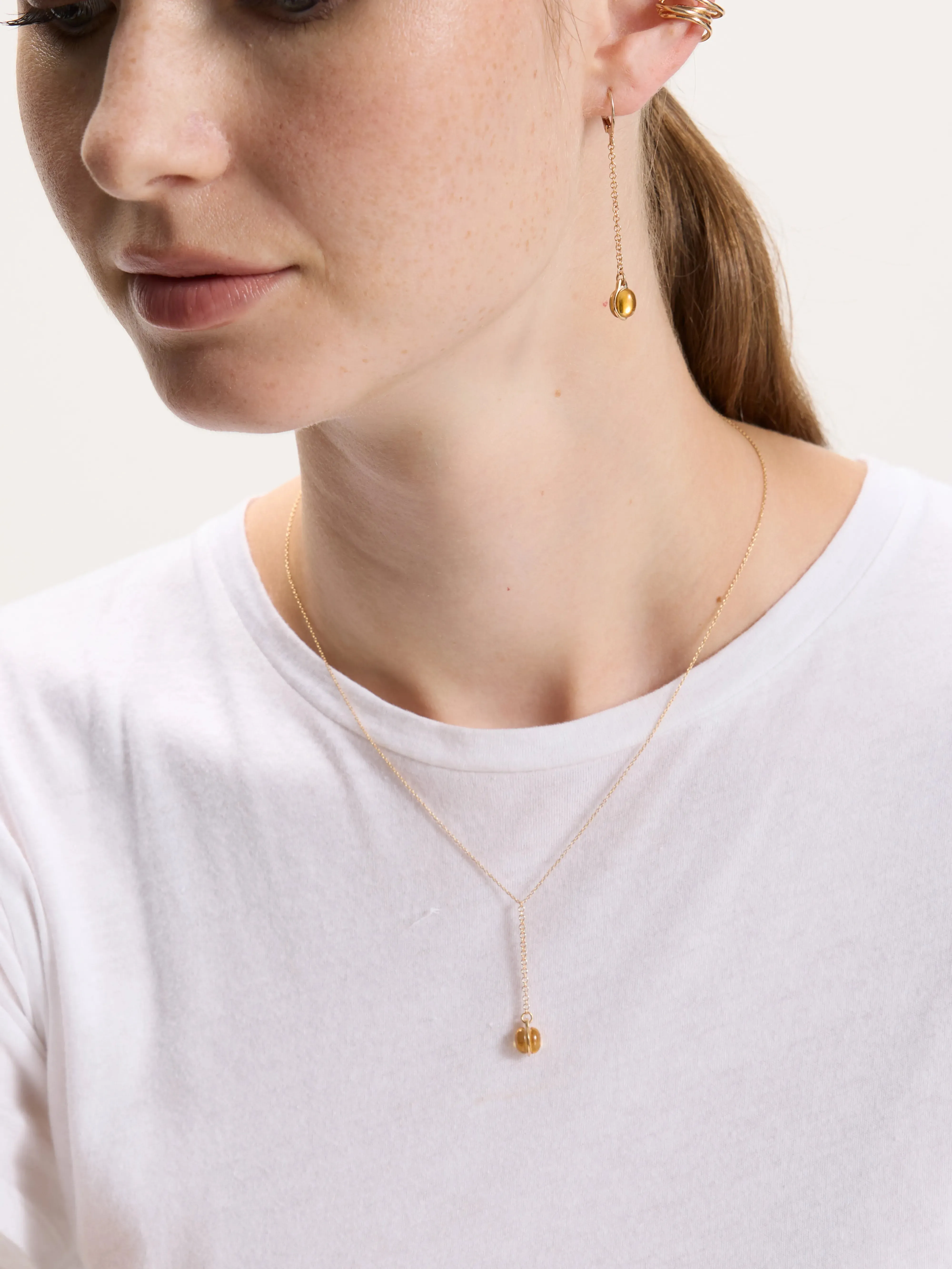 Citrine Drop Necklace (242 / W / GOLD)