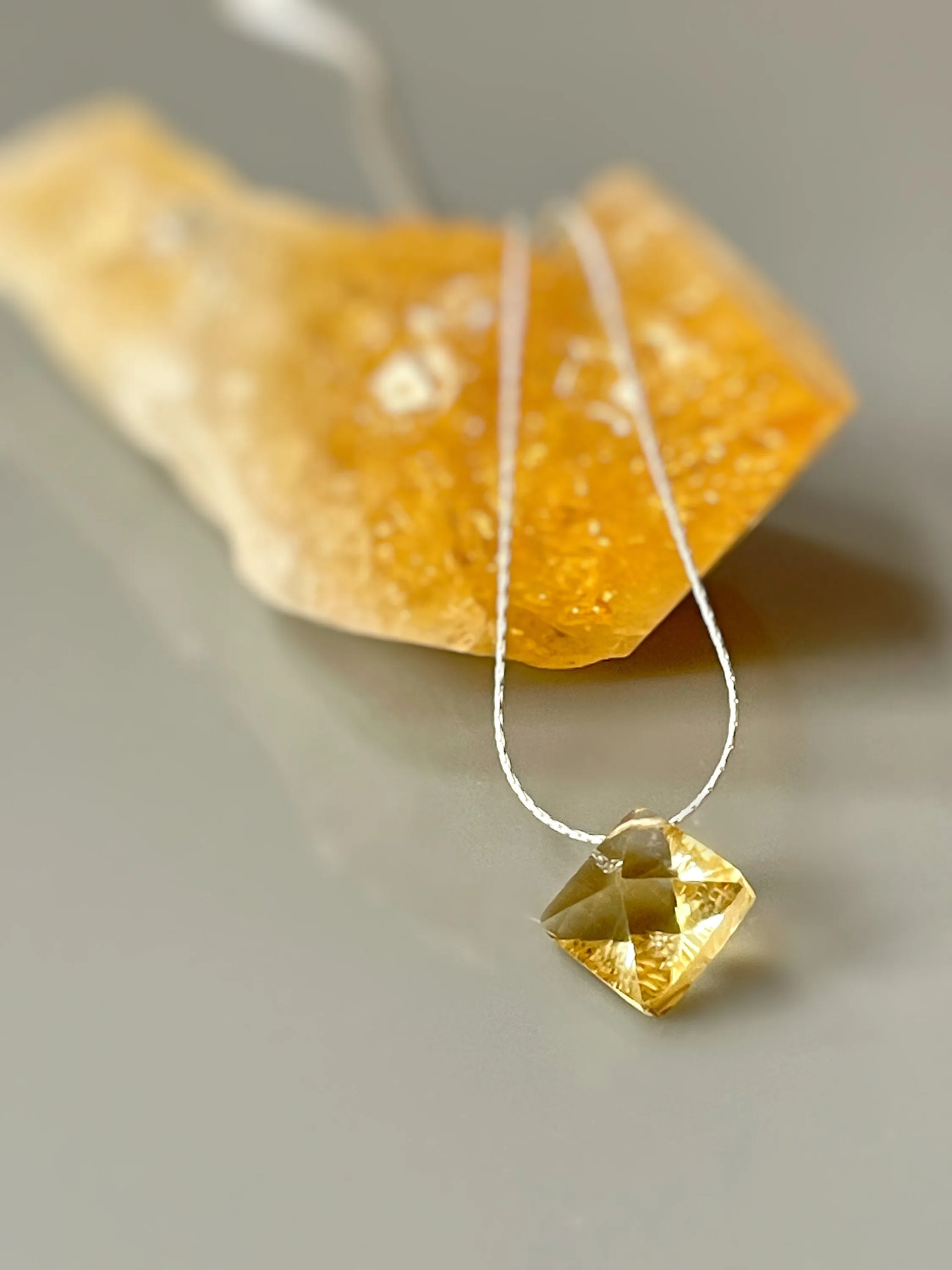 Citrine Jewelry Set Earrings, Necklace Sterling Silver Star