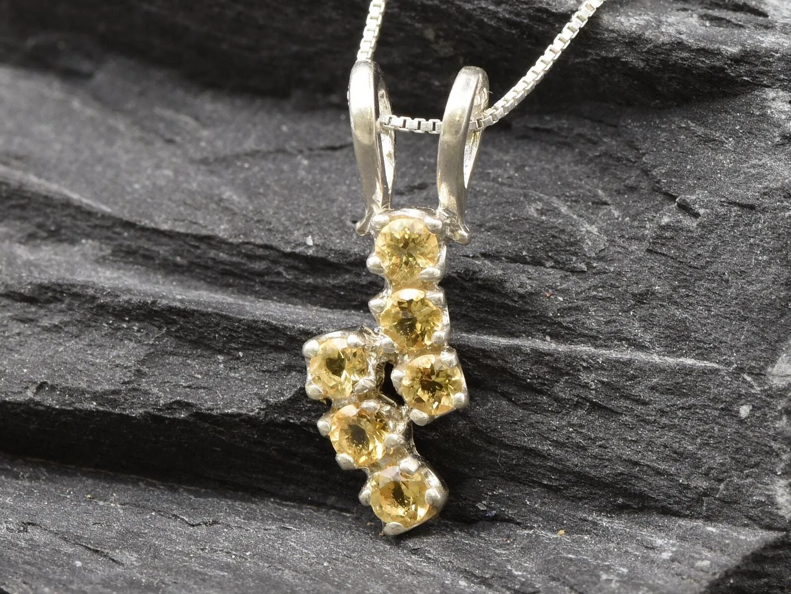 Citrine Pendant - Dainty Yellow Necklace - November Birthstone Necklace