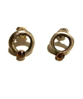 Citrine Round Prost Earrings