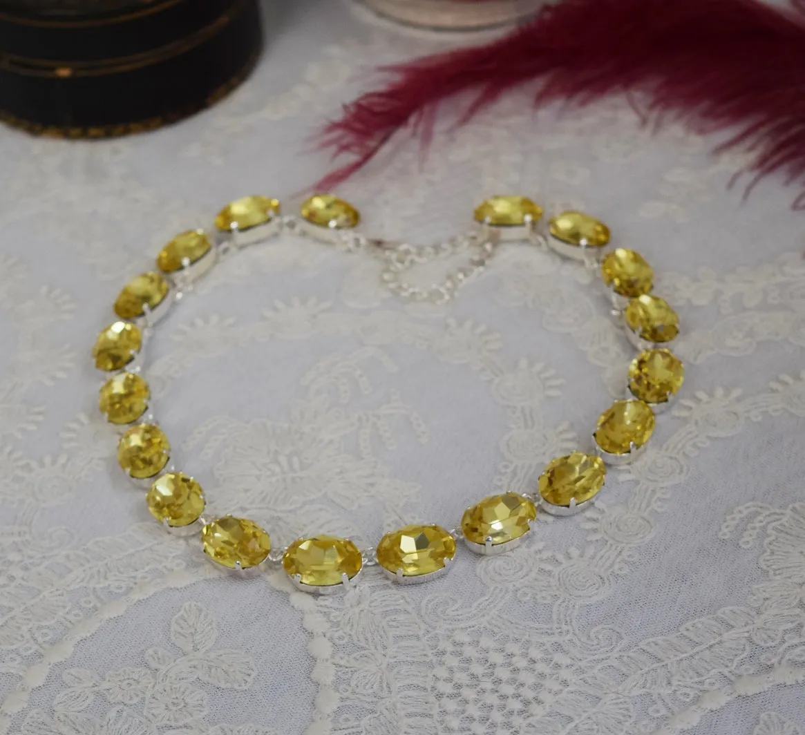 Citrine Yellow Aurora Collette Necklace - Large Oval