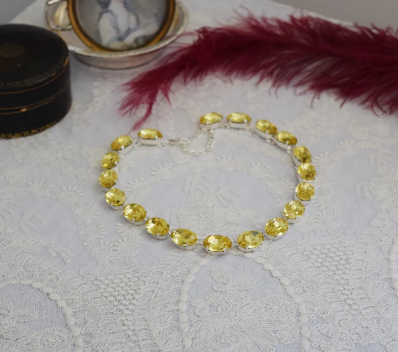 Citrine Yellow Aurora Collette Necklace - Large Oval