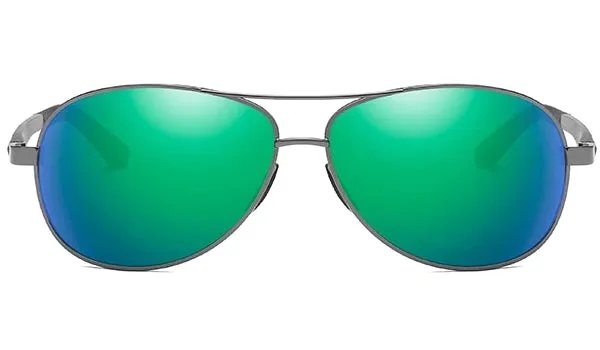 Classy Men Teal Polarized Pilot Sunglasses