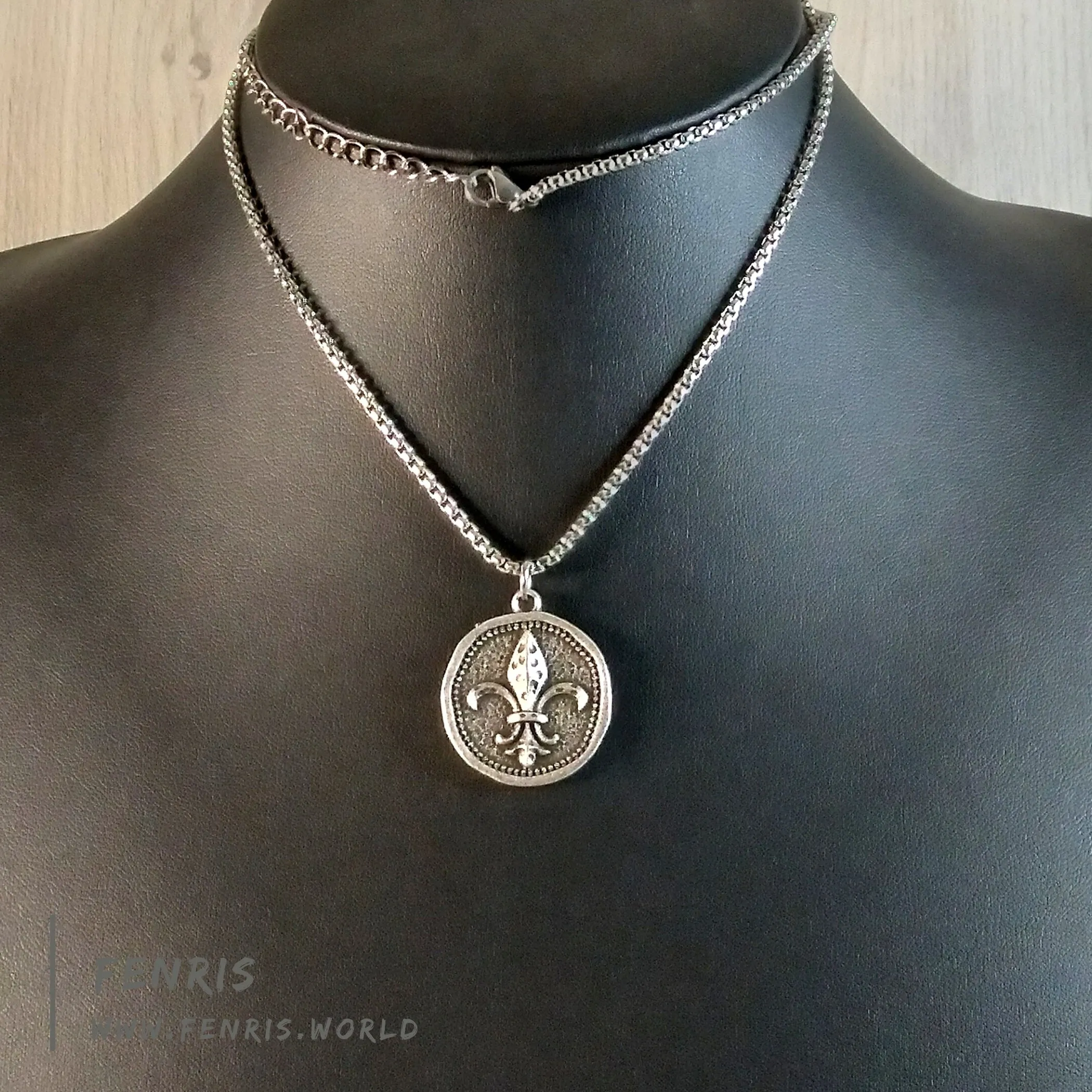 Coin Necklace Silver Fleur De Lis