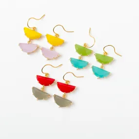 Colorful Half Moon glass Earrings