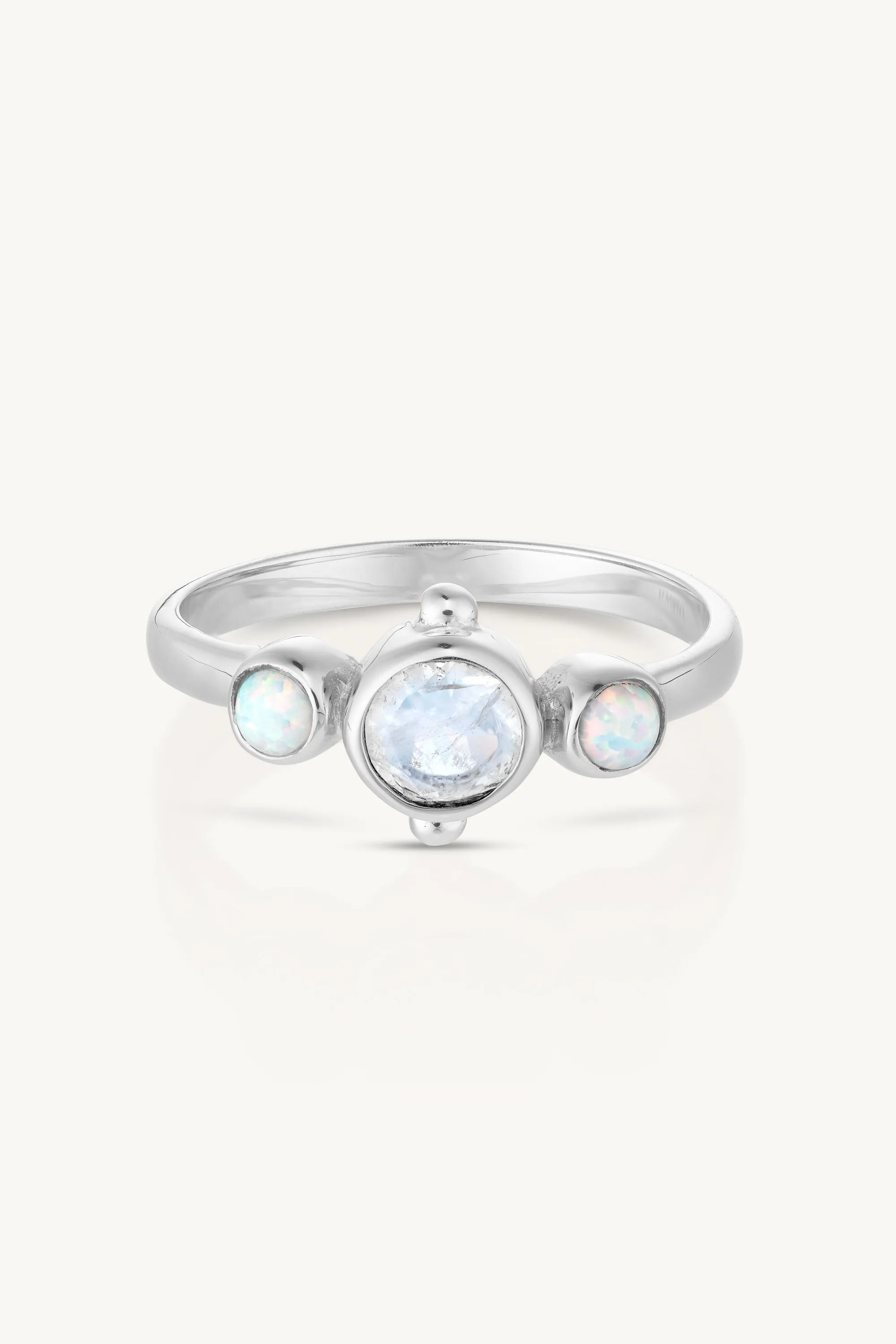 Cora Moonstone and Opal Silver Ring