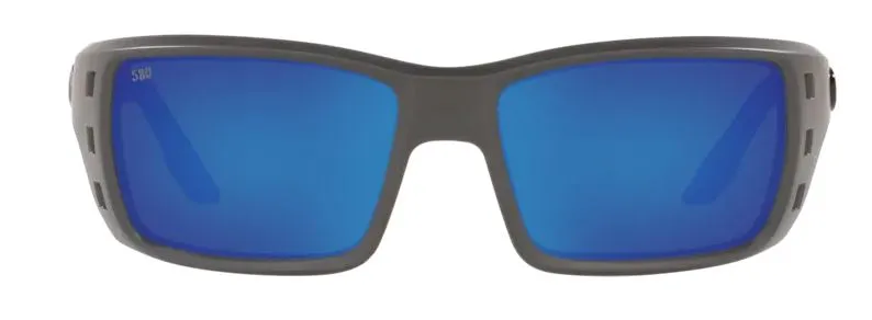 Costa Del Mar Mens Permit Matte Gray Frame - Blue Mirror 580 Glass Lens - Polarized Sunglasses