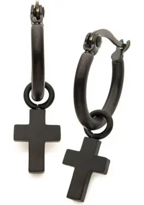 Cross [Matte Black] | EARRINGS