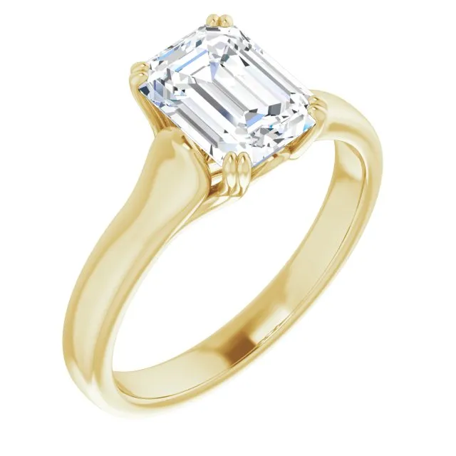 Cubic Zirconia Engagement Ring- The Alissa (Customizable Radiant Cut Solitaire with Under-trellis Design)