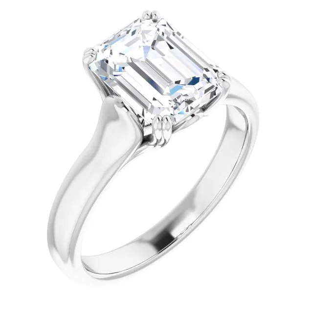 Cubic Zirconia Engagement Ring- The Alissa (Customizable Radiant Cut Solitaire with Under-trellis Design)