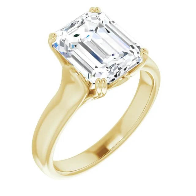 Cubic Zirconia Engagement Ring- The Alissa (Customizable Radiant Cut Solitaire with Under-trellis Design)