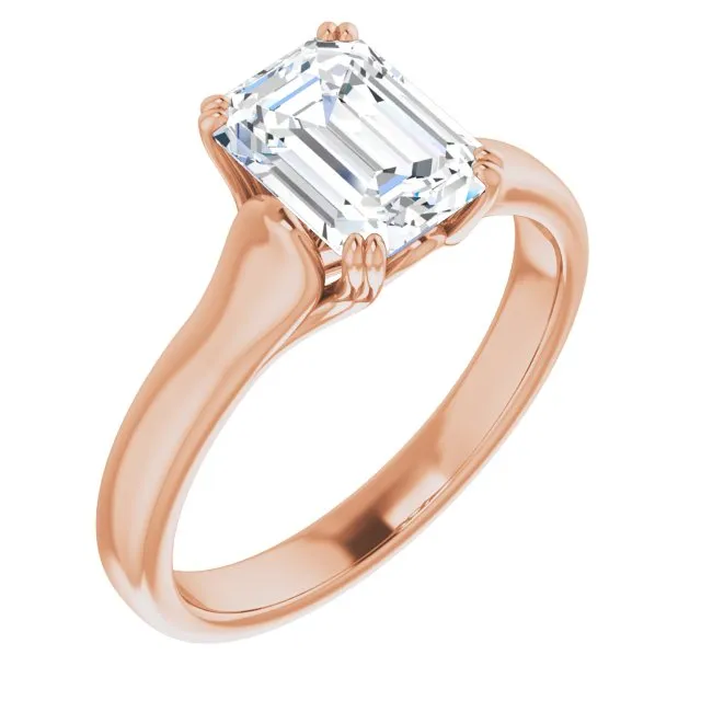 Cubic Zirconia Engagement Ring- The Alissa (Customizable Radiant Cut Solitaire with Under-trellis Design)