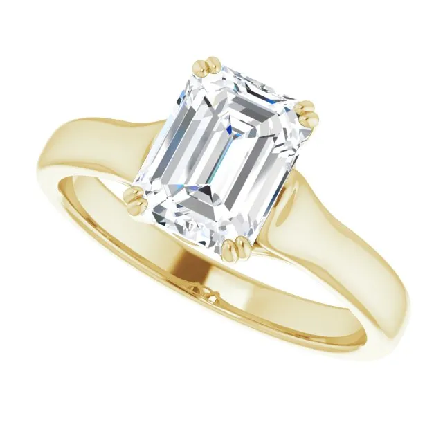 Cubic Zirconia Engagement Ring- The Alissa (Customizable Radiant Cut Solitaire with Under-trellis Design)