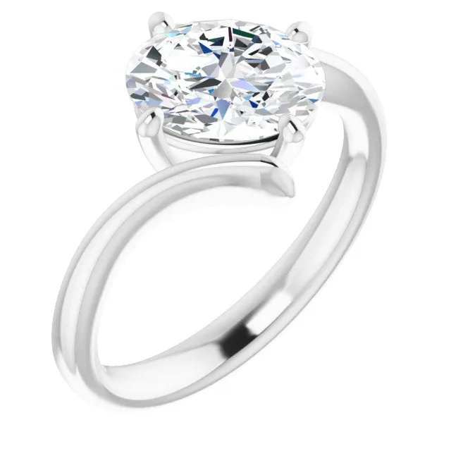 Cubic Zirconia Engagement Ring- The Alva (Customizable Oval Cut Solitaire with Thin, Bypass-style Band)