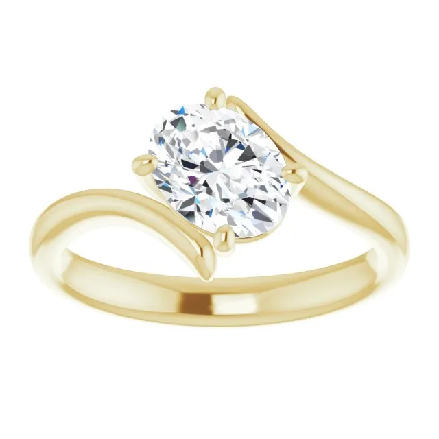 Cubic Zirconia Engagement Ring- The Alva (Customizable Oval Cut Solitaire with Thin, Bypass-style Band)