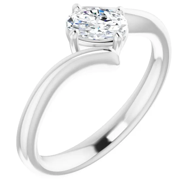 Cubic Zirconia Engagement Ring- The Alva (Customizable Oval Cut Solitaire with Thin, Bypass-style Band)