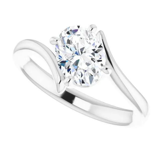 Cubic Zirconia Engagement Ring- The Alva (Customizable Oval Cut Solitaire with Thin, Bypass-style Band)