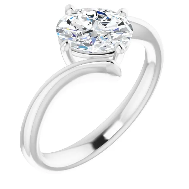 Cubic Zirconia Engagement Ring- The Alva (Customizable Oval Cut Solitaire with Thin, Bypass-style Band)