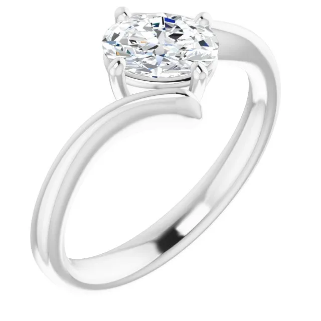 Cubic Zirconia Engagement Ring- The Alva (Customizable Oval Cut Solitaire with Thin, Bypass-style Band)