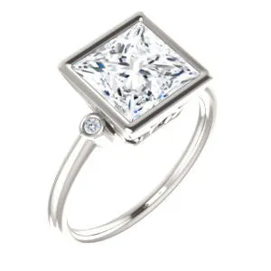 Cubic Zirconia Engagement Ring- The Analise (Customizable Princess Cut)